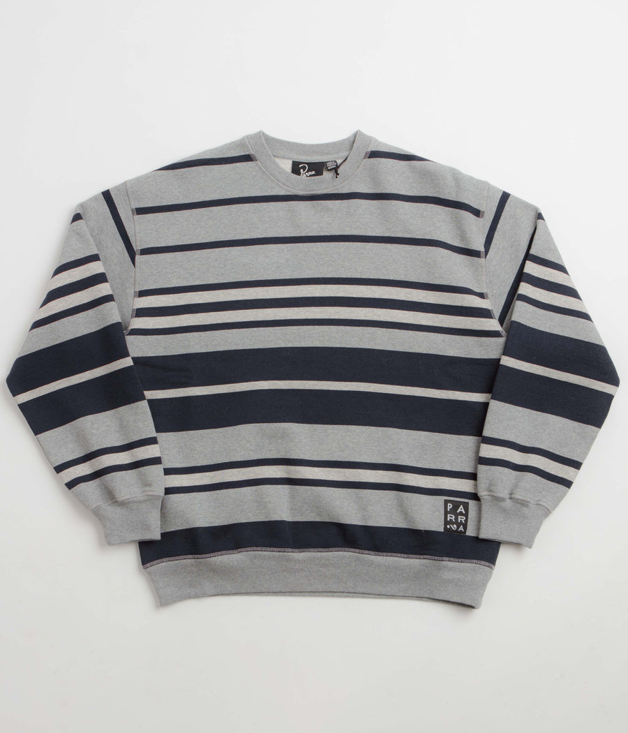 by Parra Sweatstriped Crewneck Sweatshirt - Heather Grey