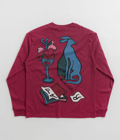 by Parra Wine And Books Long Sleeve T-Shirt - Beet Red