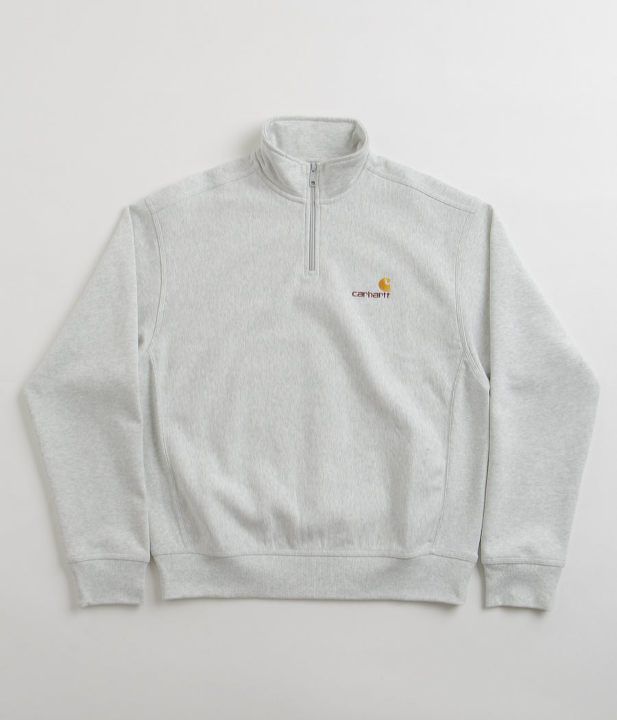 Carhartt Half Zip American Script Sweatshirt in Ash Heather