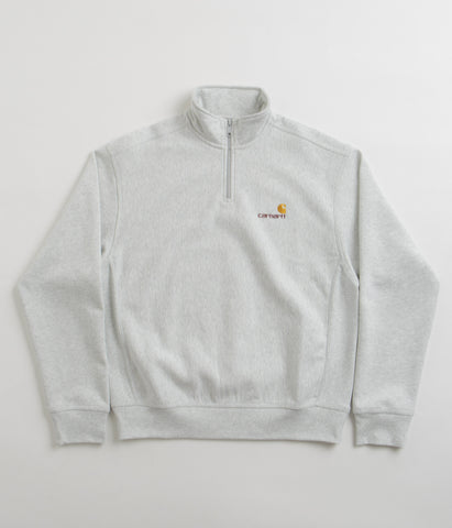 Carhartt Half Zip American Script Sweatshirt Ash Heather Flatspot