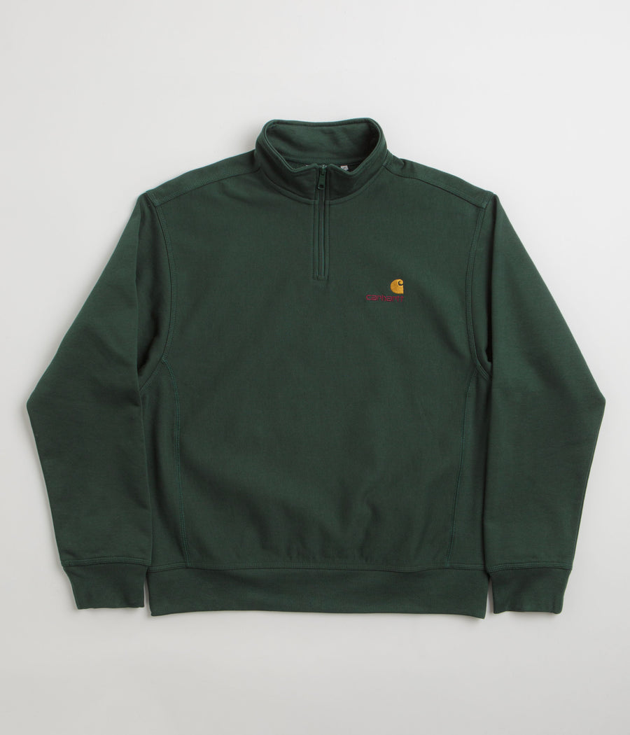 Carhartt Half Zip American Script Sweatshirt in Conifer