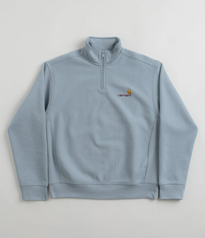 Carhartt Half Zip American Script Sweatshirt in Frosted Blue