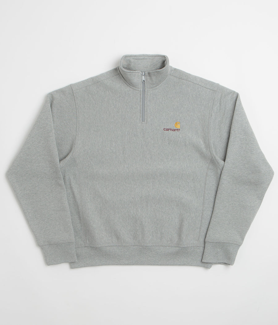 Carhartt Half Zip American Script Sweatshirt - Grey Heather