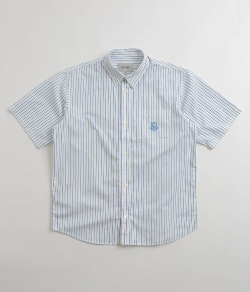 Carhartt Linus Stripe Poplin Short Sleeve Shirt - Bleach / White