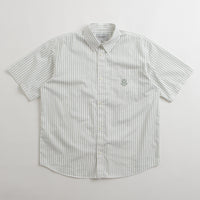 Carhartt Linus Stripe Poplin Short Sleeve Shirt - Park / White thumbnail