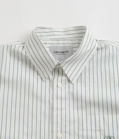 Carhartt Linus Stripe Poplin Short Sleeve Shirt - Park / White