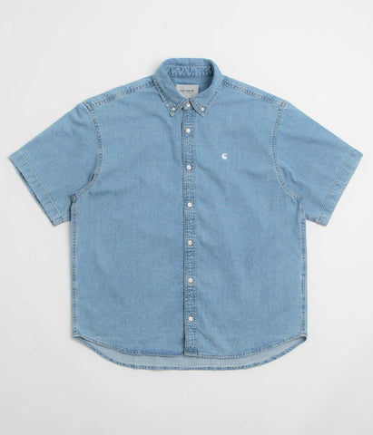 CARHARTT WIP｜SHORT-SLEEVED SHIRTS (S/S Lucas Shirt (I03 Carhartt WIP - Lucas Short Sleeve Shirt in Blue Bleach