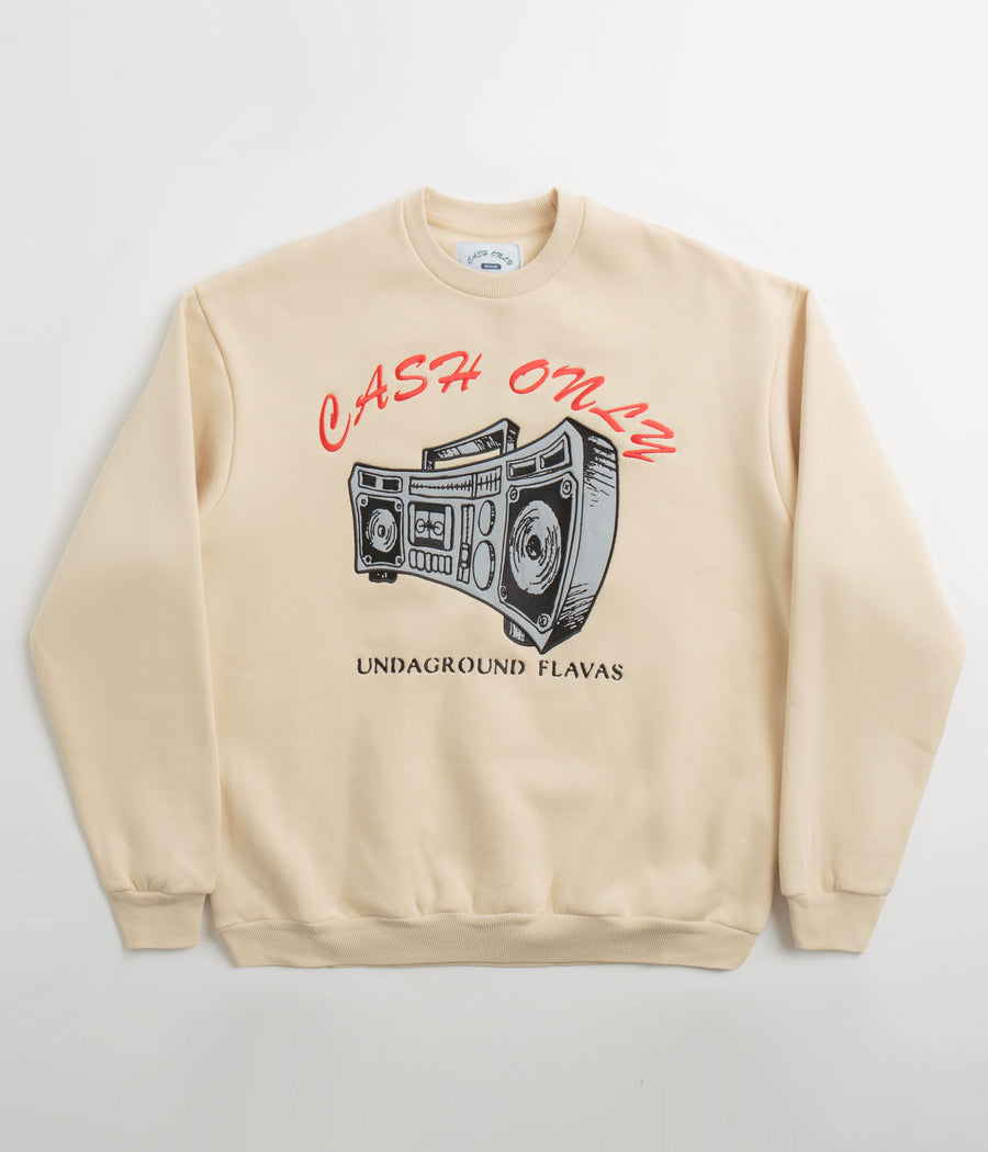 Cash Only Boombox Applique Crewneck Sweatshirt - Cream