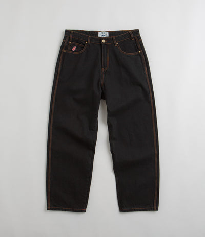 Cash Only Logo Baggy Jeans - Washed Black / Red