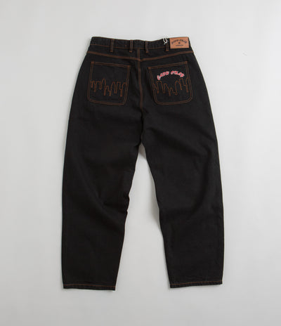 Cash Only Logo Baggy Jeans - Washed Black / Red