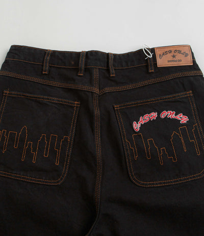Cash Only Logo Baggy Jeans - Washed Black / Red