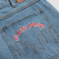 Cash Only Logo Baggy Jeans - Washed Indigo / Red thumbnail