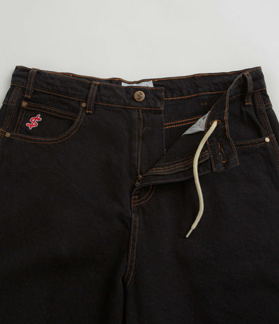 Cash Only Logo Denim Shorts - Washed Black