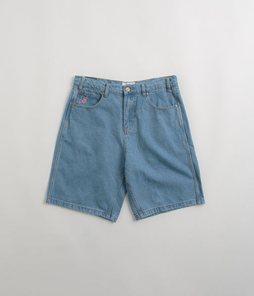 Cash Only Logo Denim Shorts - Washed Indigo | flatspot