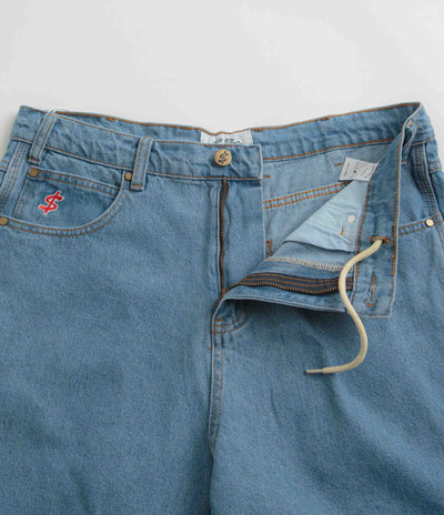 Cash Only Logo Denim Shorts - Washed Indigo