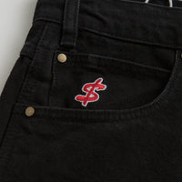 Cash Only Records Denim Shorts in Black thumbnail