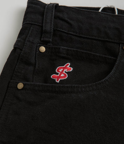 Cash Only Records Denim Shorts in Black