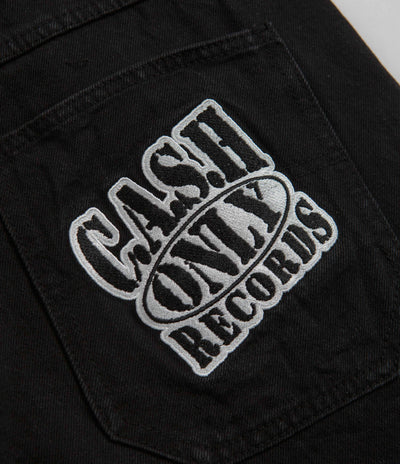 Cash Only Records Denim Shorts in Black
