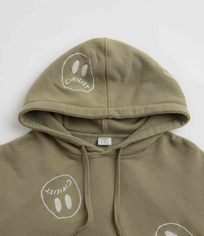 Civilist Allover Smiler Hoodie in Olive