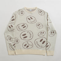 Civilist Smiler Knit Crewneck Sweatshirt in Ecru thumbnail