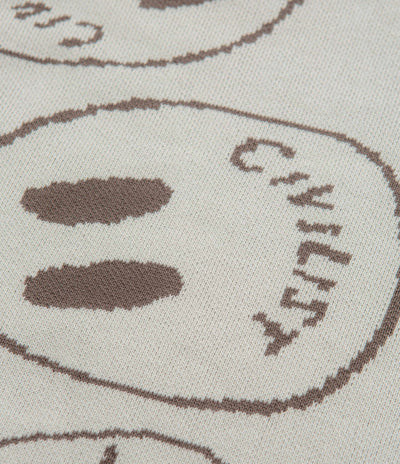 Civilist Smiler Knit Crewneck Sweatshirt in Ecru