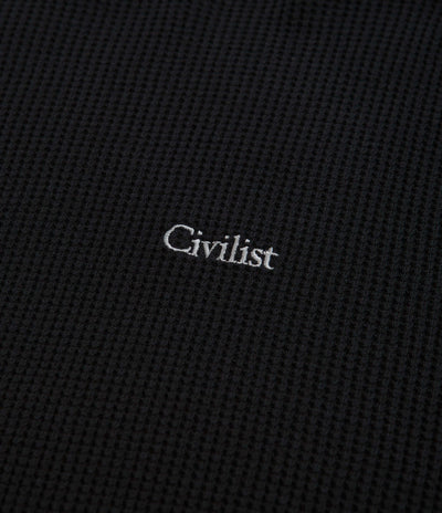 Civilist Thermal Waffle Long Sleeve T-Shirt - Black