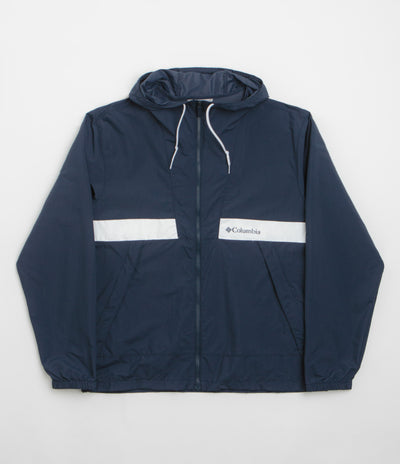 Columbia Spire Valley Hooded Windbreaker Jacket in Collegiate Navy and White