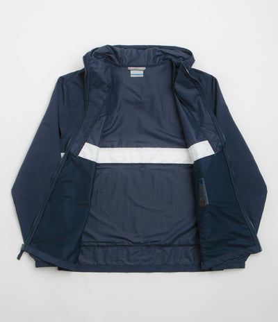 Columbia Spire Valley Hooded Windbreaker Jacket in Collegiate Navy and White