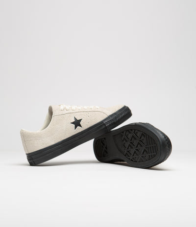 Converse One Star Pro Shaggy Suede Shoes - Egret / Egret / Black