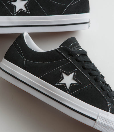 Converse One Star Pro Suede Ox Shoes - Black / Black / White