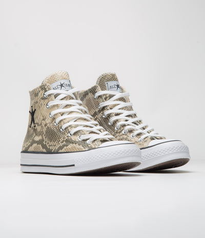 Converse x Stussy Chuck 70 Hi Shoes in Grey and Black / Egret