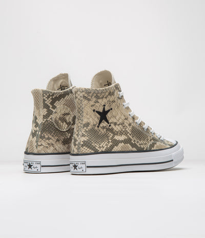 Converse x Stussy Chuck 70 Hi Shoes in Grey and Black / Egret