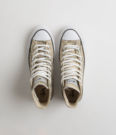 Converse x Stussy Chuck 70 Hi Shoes in Grey and Black / Egret