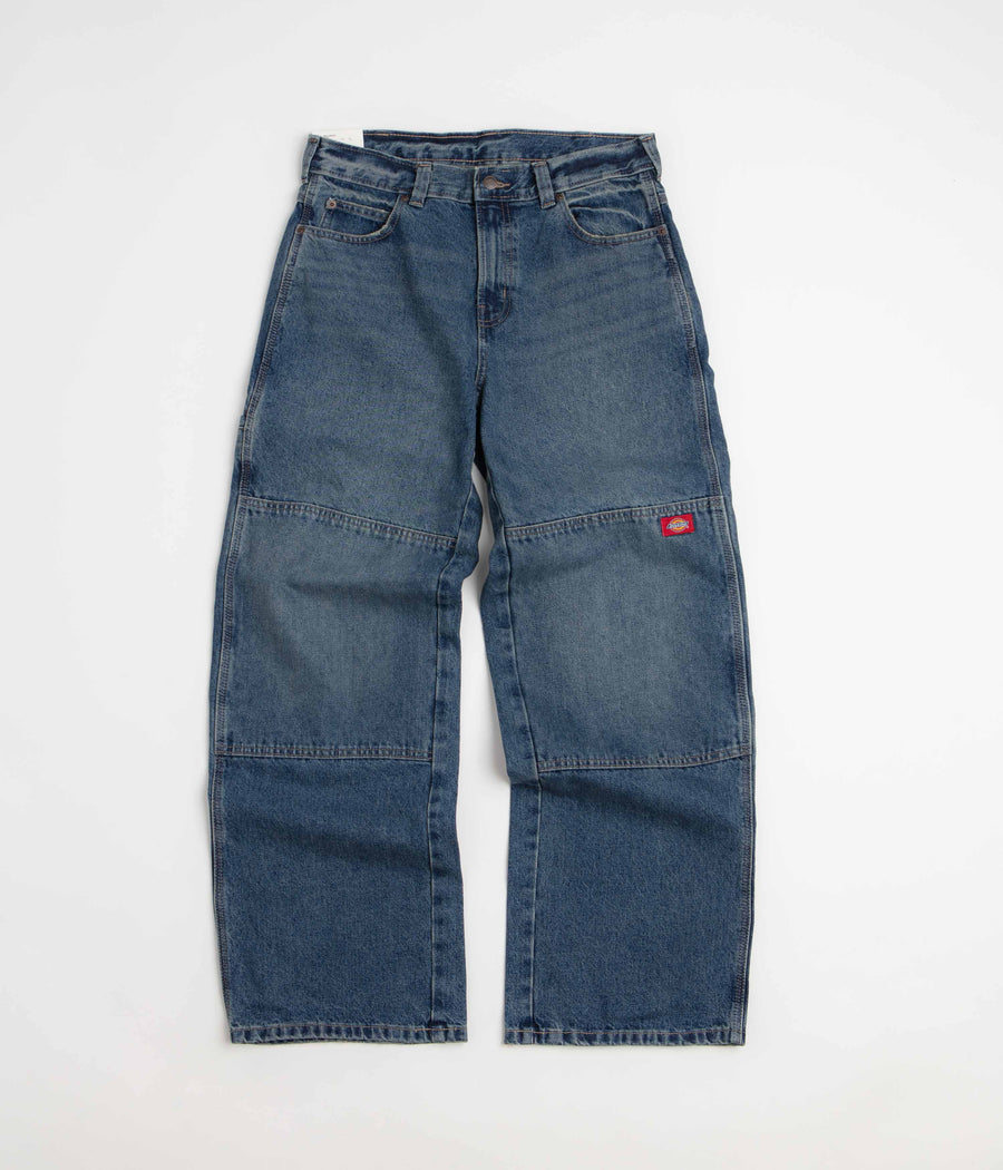 Dickies Double Knee Loose Jeans - Mid Blue Faded