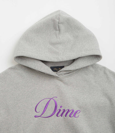 Dime Cursive Hoodie in Heather Grey and Pink