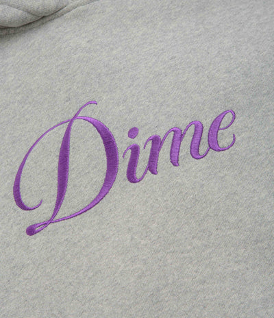 Dime Cursive Hoodie in Heather Grey and Pink