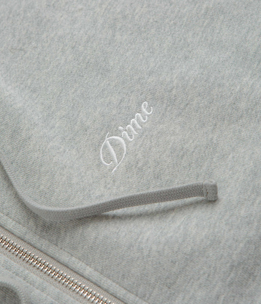 Dime Cursive Zip Hoodie - Heather Grey | Flatspot