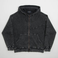 Dime Premium Waffle Full Zip Hoodie in Faded Black thumbnail