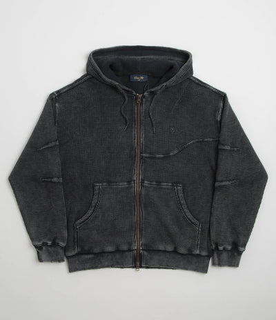 Dime Premium Waffle Full Zip Hoodie in Faded Black