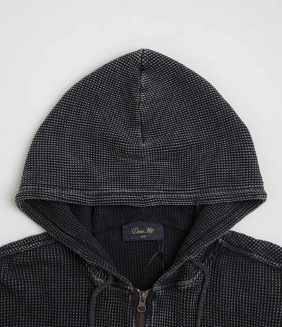 Dime Premium Waffle Full Zip Hoodie in Faded Black
