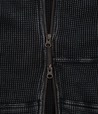 Dime Premium Waffle Full Zip Hoodie in Faded Black