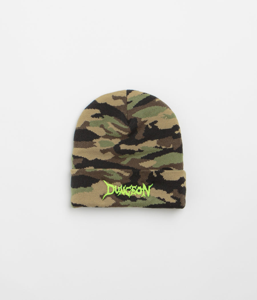 Dungeon Logo Beanie - Jungle Camo / Neon Yellow