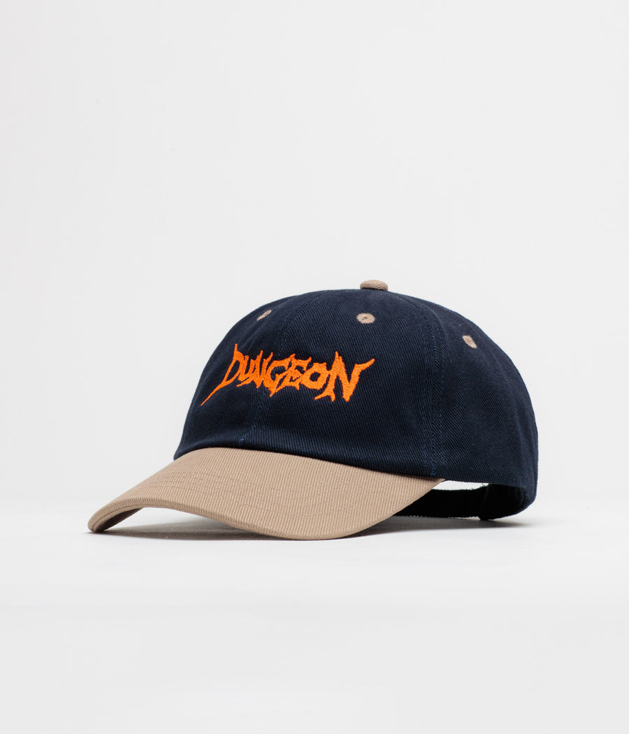 Dungeon Scrawl Logo Brushed Canvas Cap - Navy Taupe / Orange