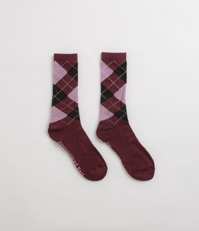Frog Argyle Socks - Maroon