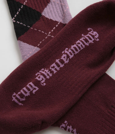 Frog Argyle Socks - Maroon