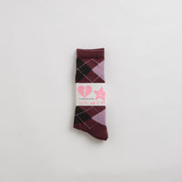 Frog Argyle Socks - Maroon thumbnail