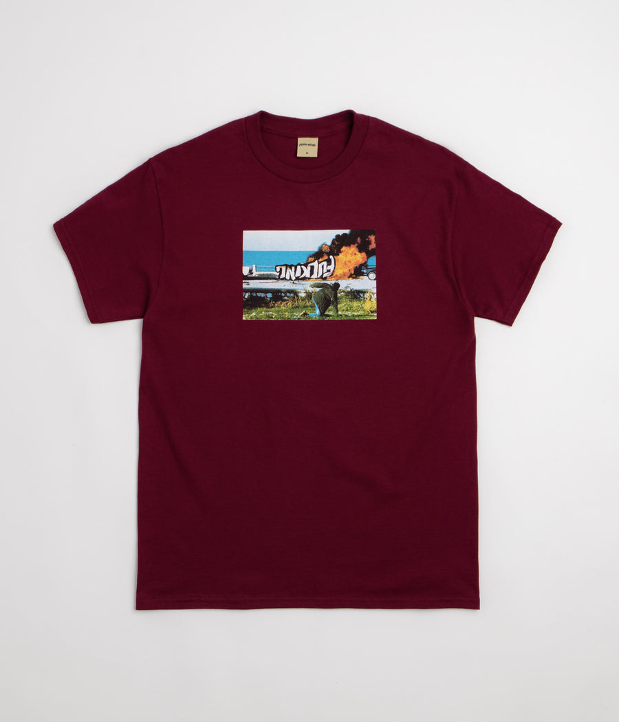 Fucking Awesome Car Burn T-Shirt - Maroon
