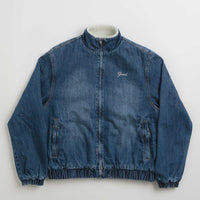 Grand Collection Denim Sherpa Track Jacket in Blue thumbnail