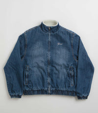 Grand Collection Denim Sherpa Track Jacket in Blue