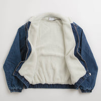 Grand Collection Denim Sherpa Track Jacket in Blue thumbnail